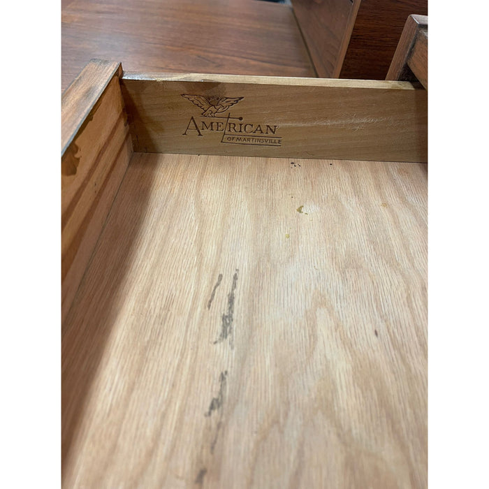 Vintage Mid Century Modern Pair of End Tables by American of Martinsville With Metal Inlay Accent.