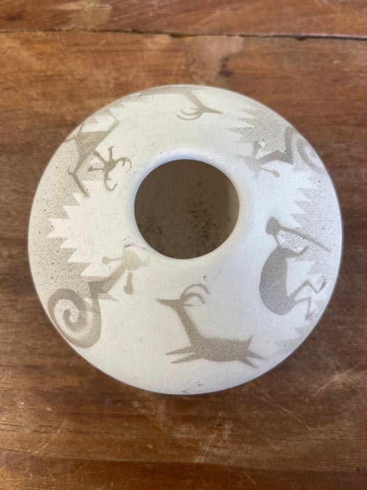 Vintage Hozoni Pottery Native American Indian Ceramic Vase with Kokopelli and Animal Motifs
