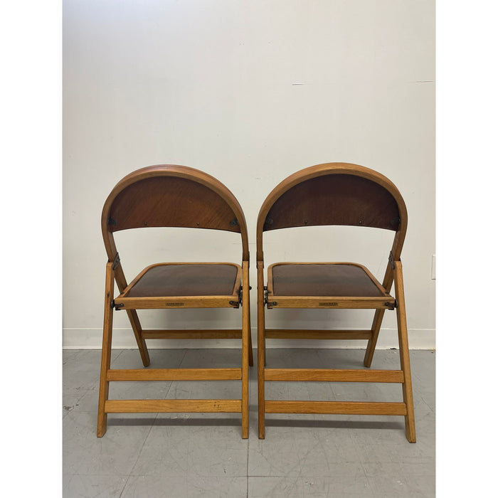 Vintage Clarin Manufacturing Company  Folding Chairs With Wooden Frame Set of 2