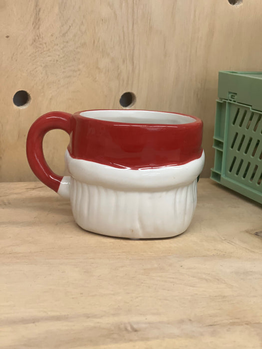 Handmade  Christmas Ceramic Santa Coffee Mug or Cup Food Safe and Candle Safe - Handcrafted Handpainted Pottery 10oz