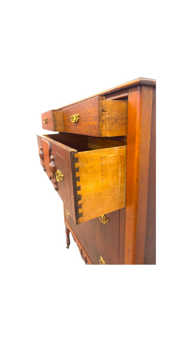 Vintage 5-Drawer Tallboy Dresser – Vintage Chest of Drawers with Dovetail Joinery and Casters
