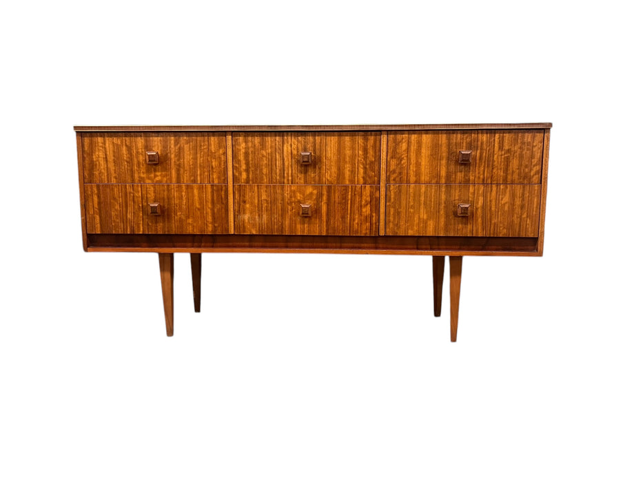 Vintage Mid Century Modern Figured Wood TV Media Console or Credenza or Accent Storage Cabinet UK Import