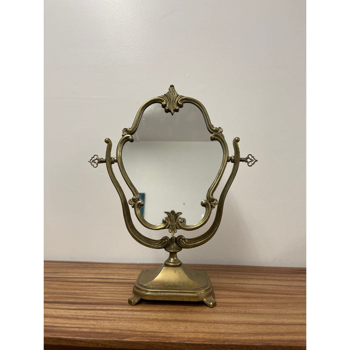 Vintage Victory Style Brass Toned Table Mirror