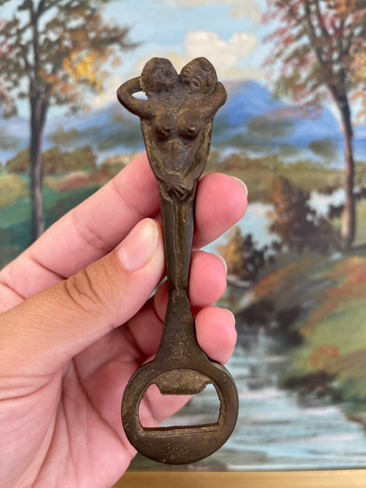 Vintage Likely Cast Iron Figural Nude Double Woman Bottle Opener