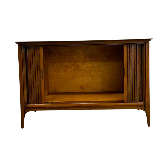 Vintage Mid-Century Modern Walnut Tambour Door Credenza / Media Console