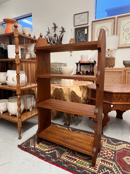 Vintage Mahogany Solid Wood Open Bookshelf in Arts and Crafty Style