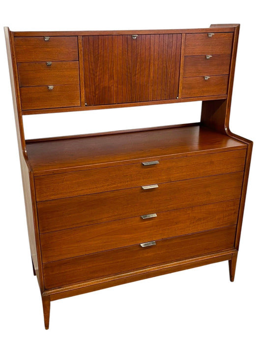 Vintage Cavalier Mid Century Modern Highboy Dresser Cabinet.