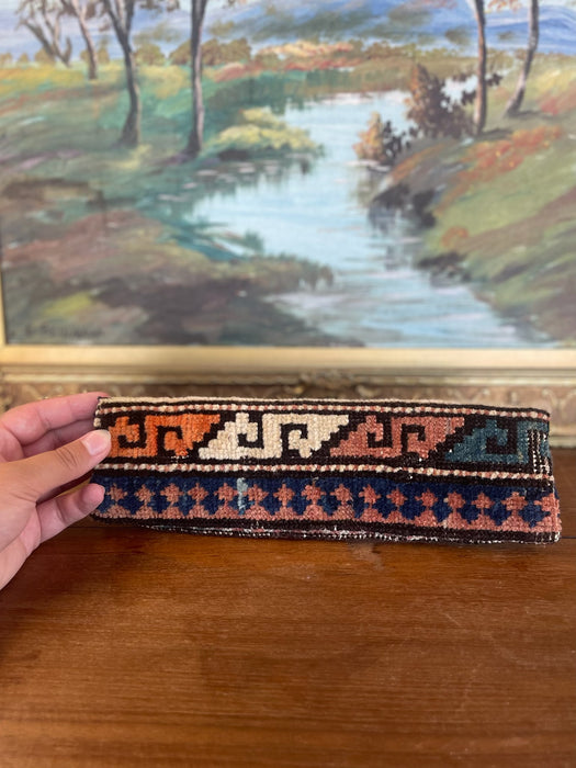 Vintage Handwoven Kilim Textile Pencil/Tool Pouch with Geometric Tribal Motifs.