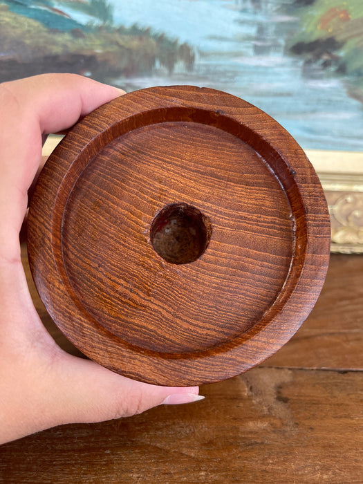 Vintage Kalmar Teak Wood Candle Holder or Vessel Base, Made in Thailand