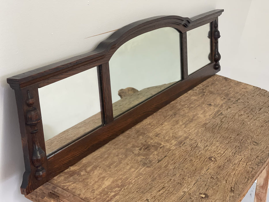 Vintage Three-Panel Wall Mirror with Arched Crest and Turned Wood Frame