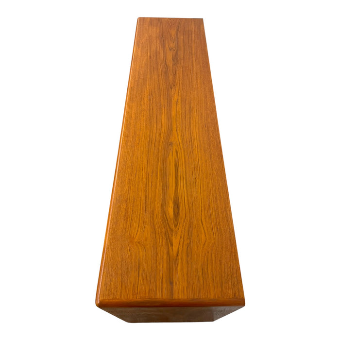 Vintage Mid Century Modern Teak Long Lowboy Double Dresser Credenza.