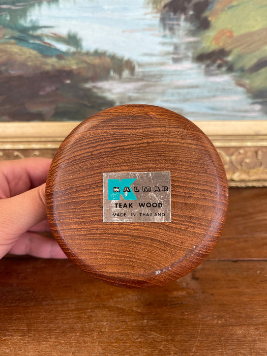 Vintage Kalmar Teak Wood Candle Holder or Vessel Base, Made in Thailand
