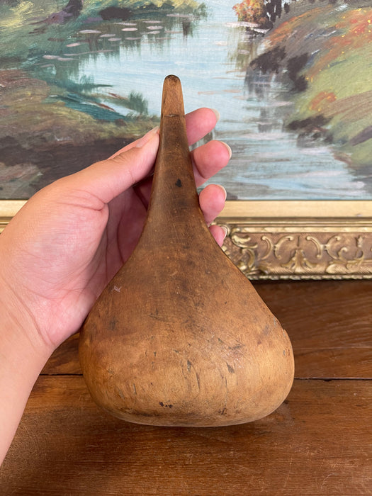 Antique 19th Century Hand-Carved Decorative Wooden Ladle Spoon with Sculptural Curved Handle.