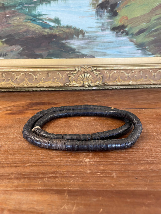 Likely Antique African Black Vinyl Heishi Disc Trade Beads Necklace