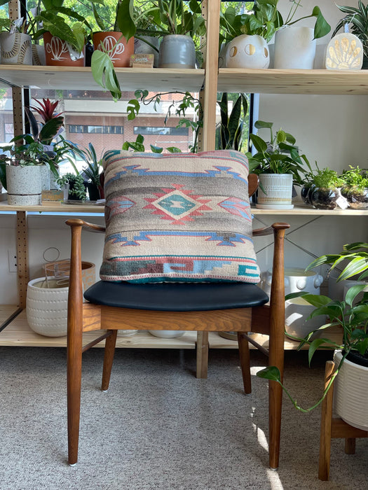 Vintage Possibly Southwestern Wool Kilim Pillow with Geometric Pattern