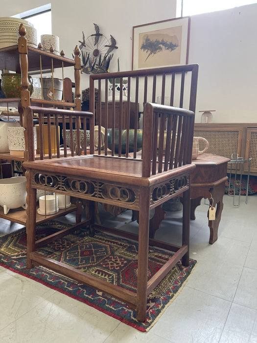 Antique Official’s Arm Chair Wooden Huanghuali Style Spindle Back.