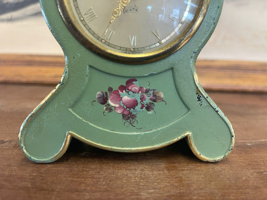 Vintage Miniature German Decorative Clock by Domino With Music Box