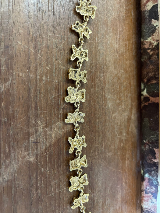 Gold-Tone Figural Teddy Bear Link Bracelet, Adjustable Length