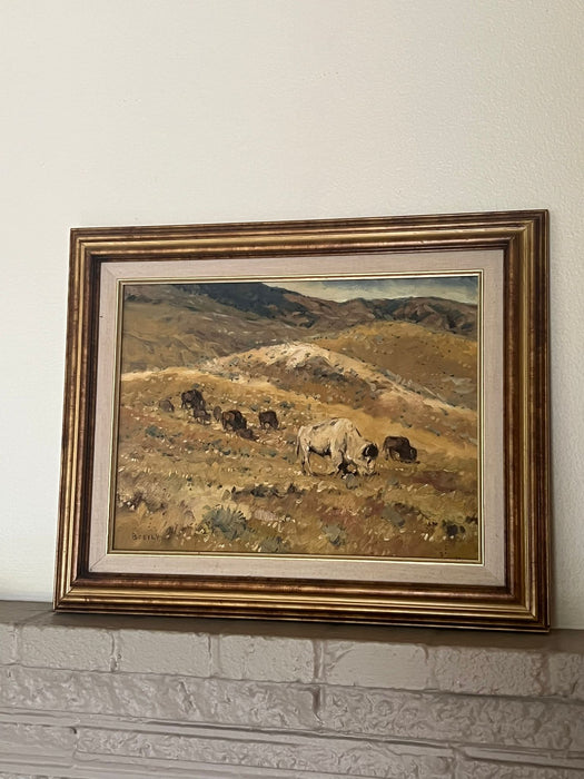 Vintage Bison Landscape by Sheryl Bodily