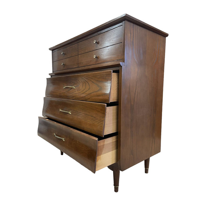 Vintage Mid Century Modern Tallboy Dresser with Dovetail Drawers
