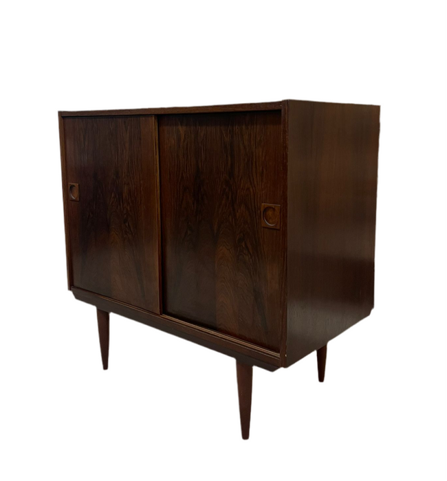 Vintage Imported Mid Century Danish Modern Rosewood Toned Cabinet.