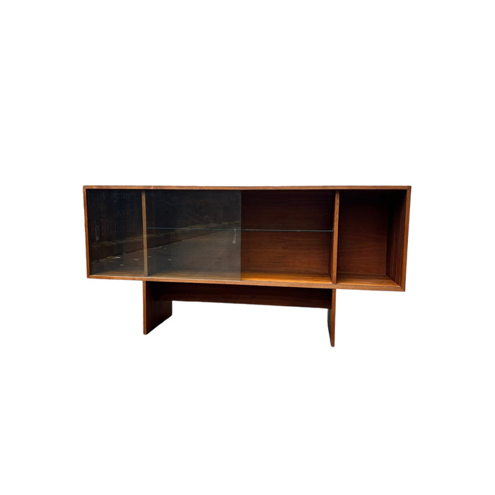 Vintage Mid Century Modern Walnut Wood Book Shelf Display Cabinet Adjustable Shelf (Available by Online Purchase Only)