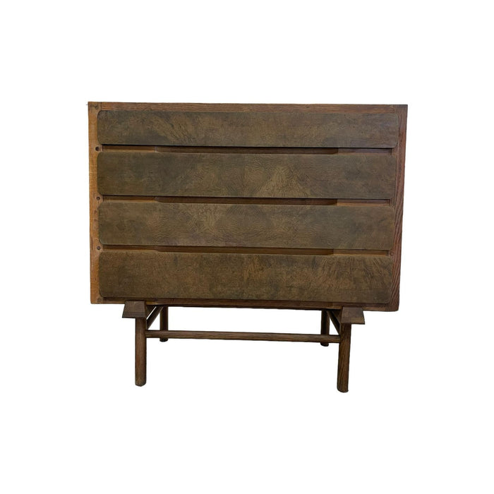 Vintage Mid Century Modern Custom Made Oak Dresser With Burl Accent.