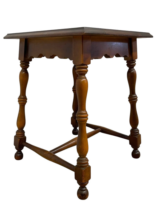 Vintage Tile Top Side Table with Turned legs and Wood Frame