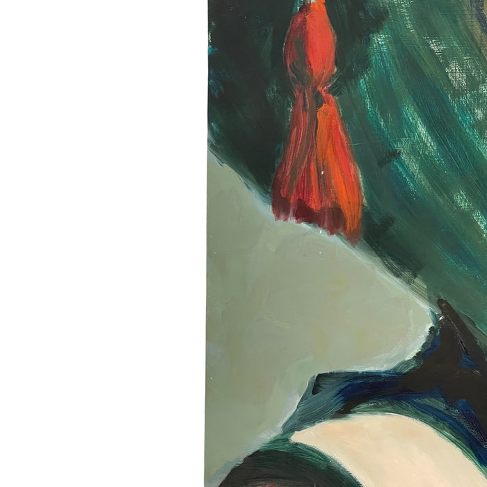 Portrait of a Woman from the Medieval age by Olga Prell Abstract Painting on Board.