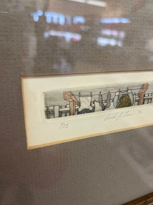 1976 Limited Edition Hand-Signed Etching Print, Numbered 1/75, Framed.