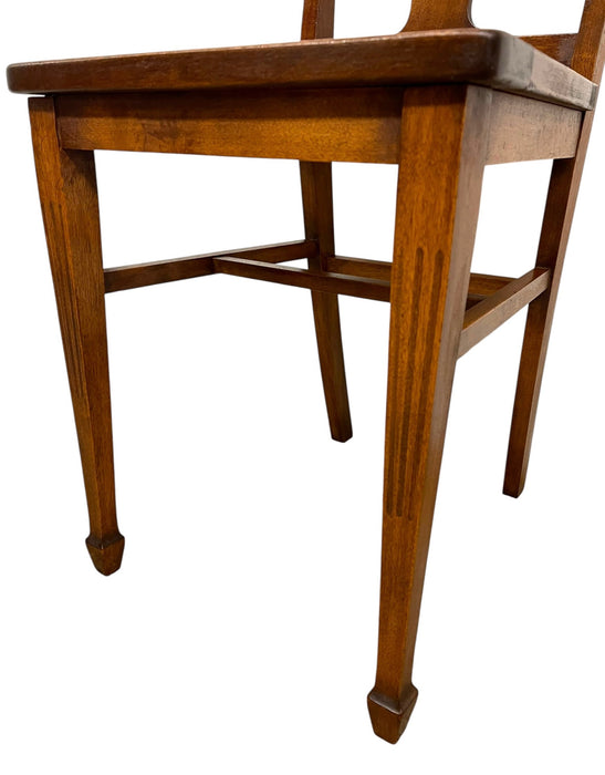 Vintage Arts & Crafts Style Wooden Side Chair with Caned Seat and Shaped Back Splat