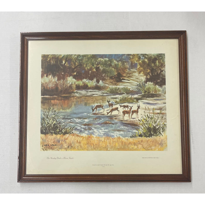 Vintage Eric Wale Print Titled “ the Noonday Drink “ Within Wooden Frame