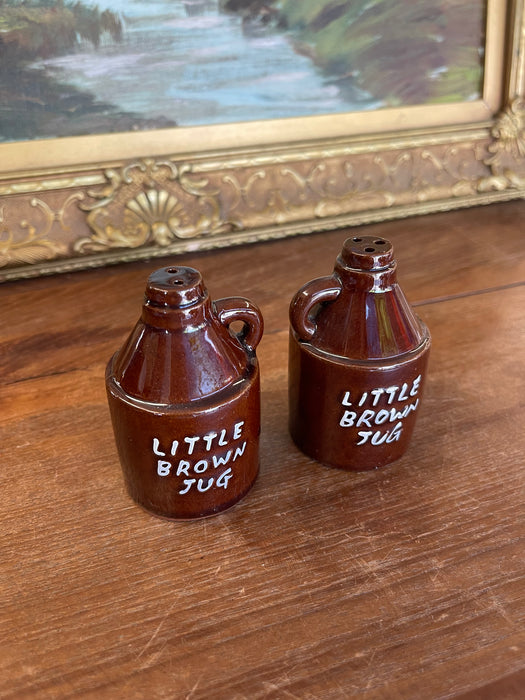 Mid-Century Ceramic "Little Brown Jug" Salt and Pepper Shakers - Japan