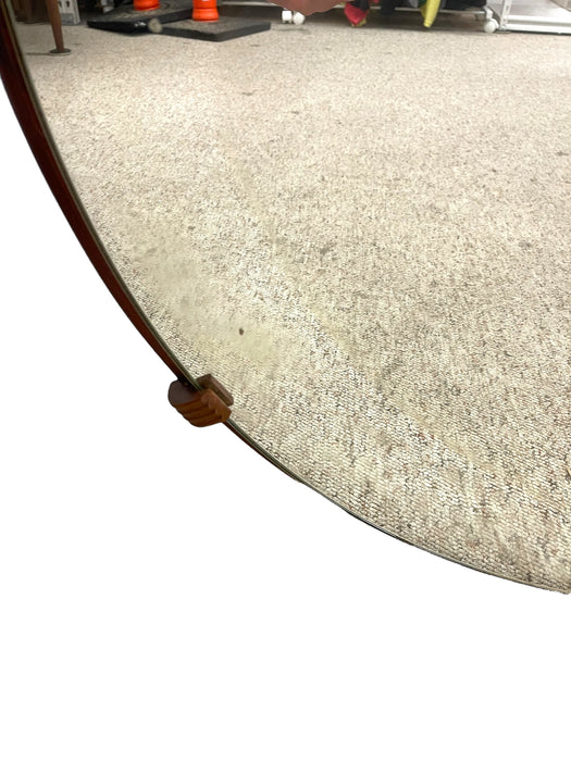 Art Deco Round Wall Mirror with Ribbed Clips