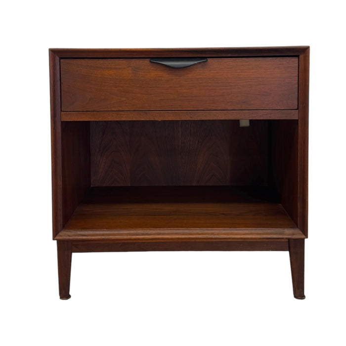 Merton Gershun for Dillingham Esprit Walnut Nightstand – Mid-Century Modern Side Table with Open Shelf