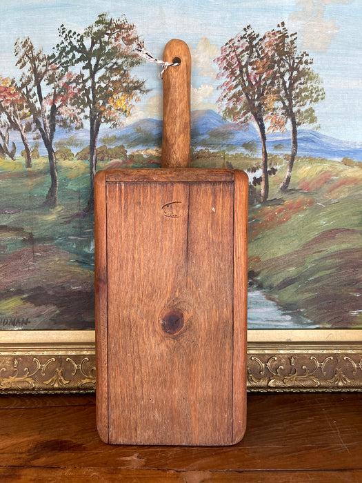 Vintage Hand-Carved Solid Wood Grain Scoop with Sculpted Handle and Maker's Mark