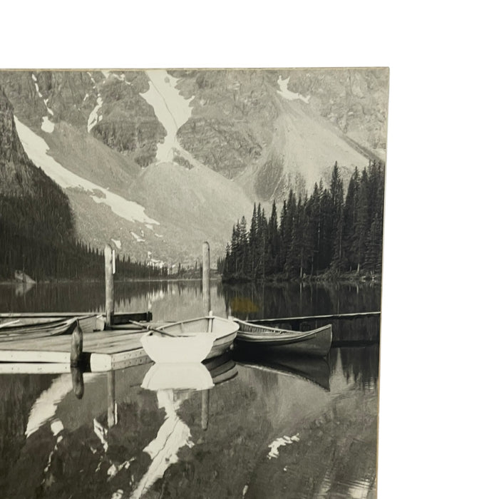 Vintage Black and White Photograph of Moraine Lake, Alberta, Canada
