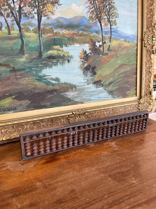Likely Antique Japanese Abacus with Wood Frame and Patinaed Beads
