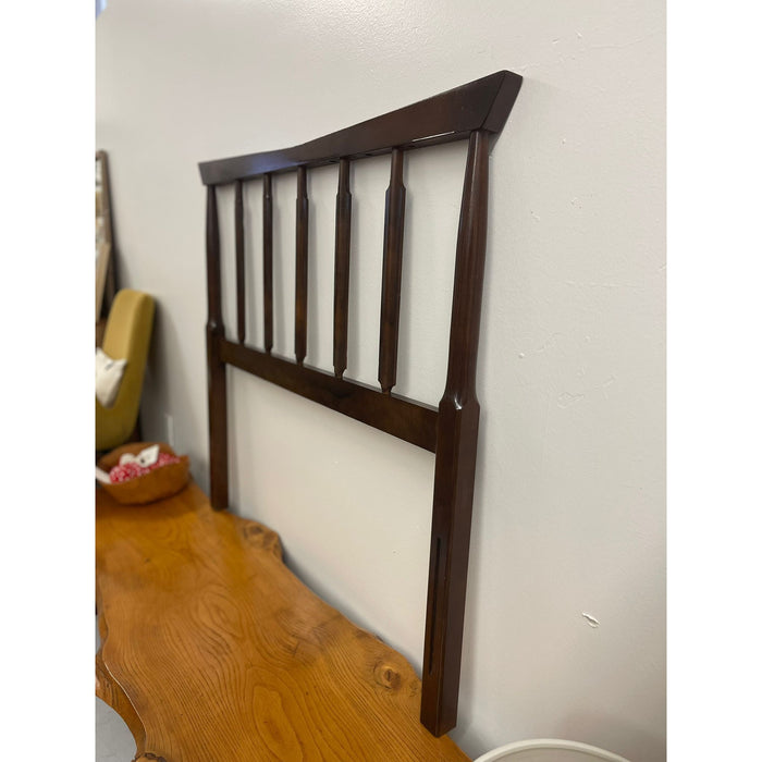 Vintage Wooden Spindle Twin Headboard With Metal Frame