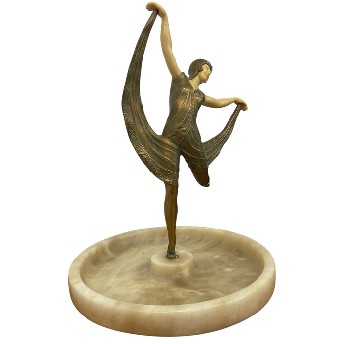 Art Deco Style Figural Dancer Sculpture with Dish.