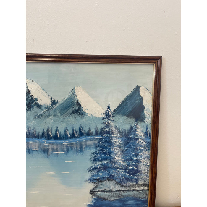 Vintage Original Framed and Signed Artwork of Snowy Forest