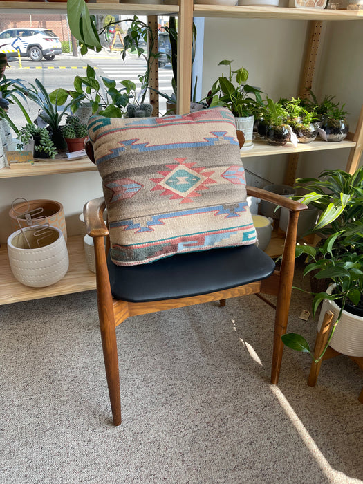 Vintage Possibly Southwestern Wool Kilim Pillow with Geometric Pattern