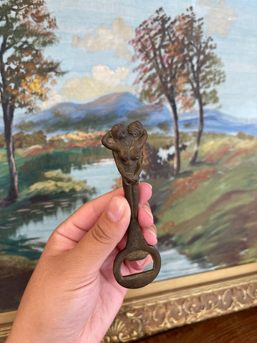 Vintage Likely Cast Iron Figural Nude Double Woman Bottle Opener