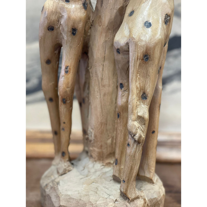 Vintage Hand Carved Giraffe Wooden Sculpture