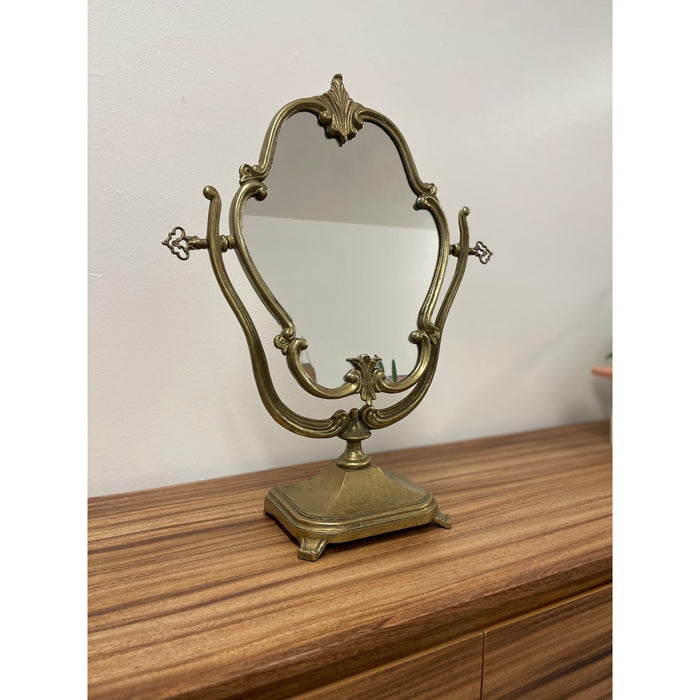 Vintage Victory Style Brass Toned Table Mirror