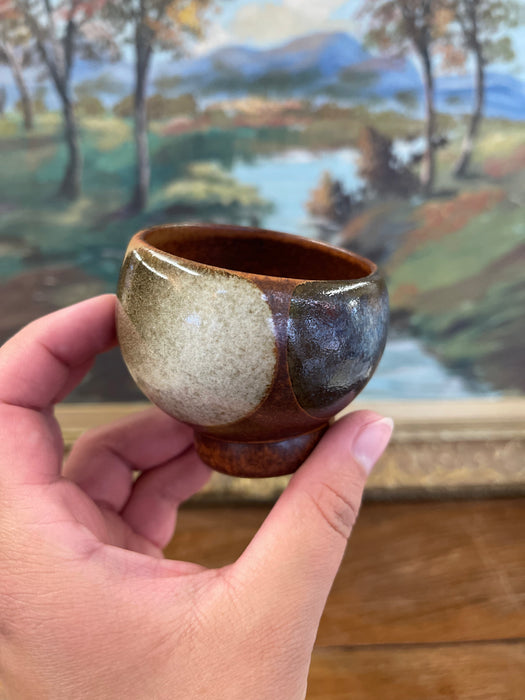 Vintage Mid Century Modern Studio Pottery Bowl with Earth Tone Glaze