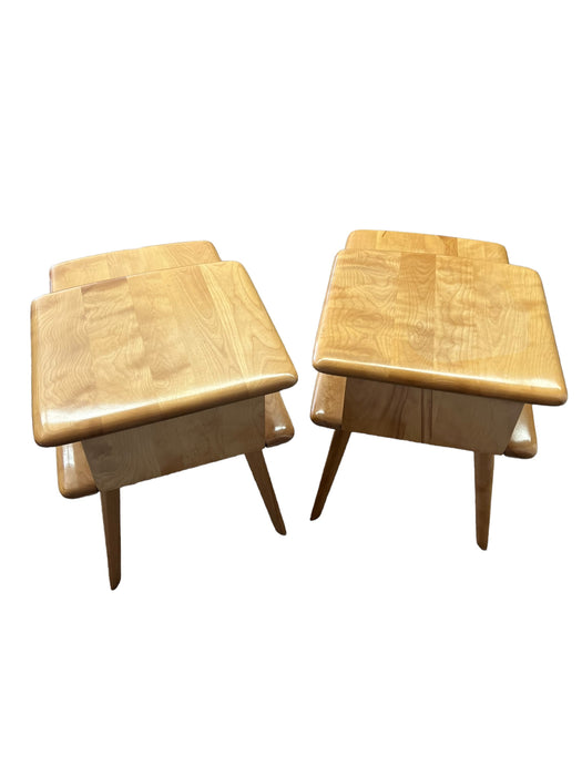 Vintage Solid Wood Maple Mid Century Modern End Table Set by Heywood Wakefield Original Finish