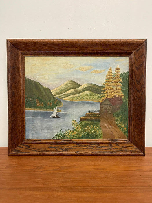 Vintage Original Framed and Signed Lakeside Landscape Artwork
