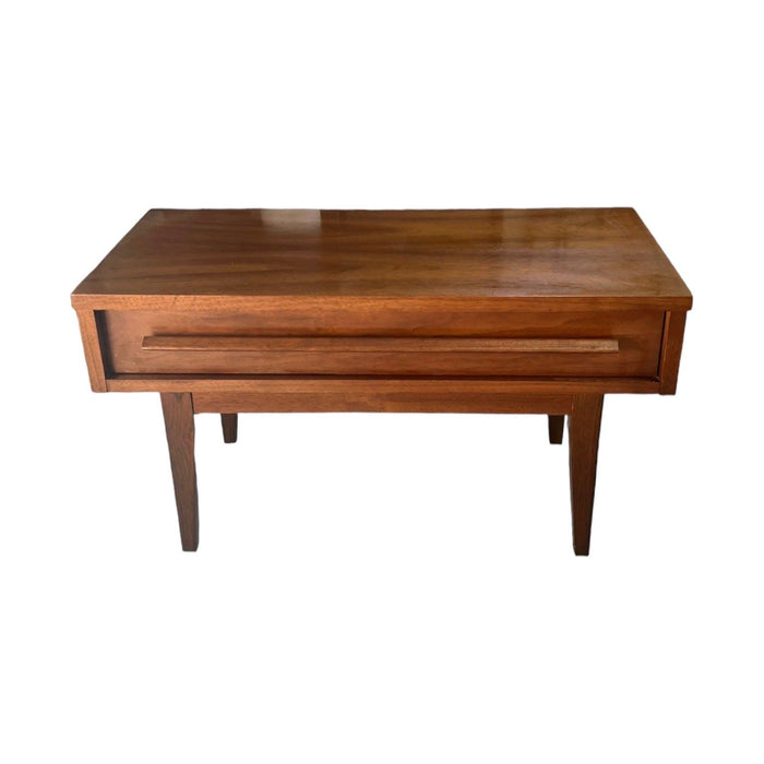 1970s Vintage Mid Century Modern End Table or Stand With Dovetailed Drawer Cherry Wood