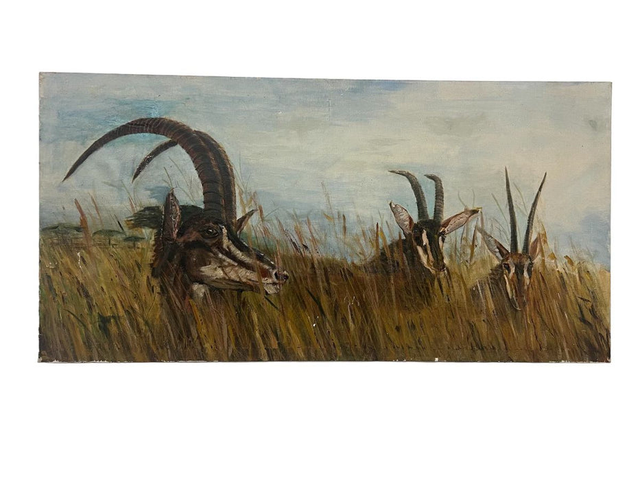 Antelope mid Century modern style canvas painting